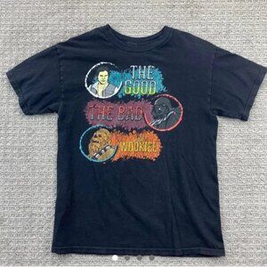 Star Wars Shirt Adult Men Medium M Black Faded The Good The Bad And The Wookie